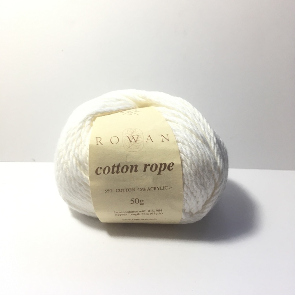Rowan Cotton Rope Shade 067 White Lot 1734 Single 50g Skein Cotton Acrylic New